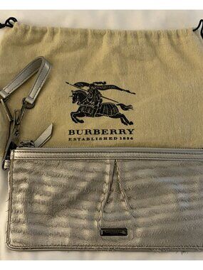 Burberry Prorsum Metallic Silver Textured Fringe Long Wallet Wristlet Rare